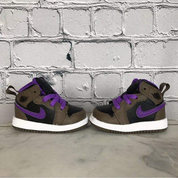 Nike Air Jordan 1 Mid “Purple Mocha” Toddler’s Sneakers Size 2C DQ8425-215 NEW - Picture 8 of 12